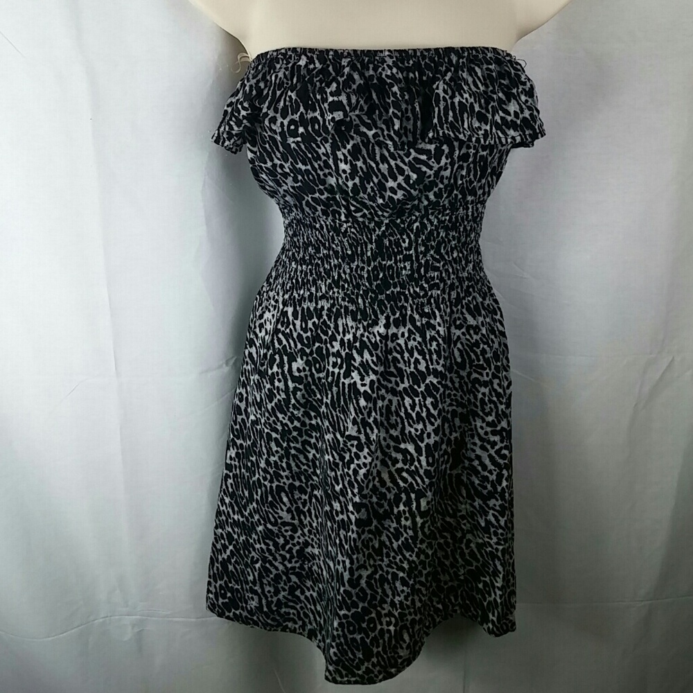 Sleeveless animal print‎ ruffle dress